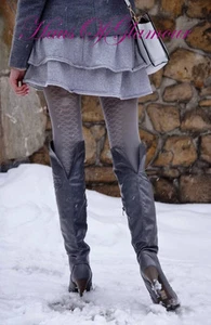 Corset Back Seam Luxury Lace Designer Tights Styled In Black-Size 2 fits S and M - Picture 1 of 5