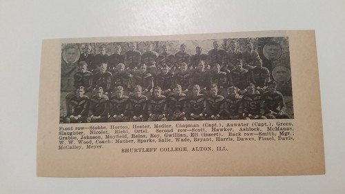 Shurtleff College & Mount Morris Illinois College 1929 Football Team ...