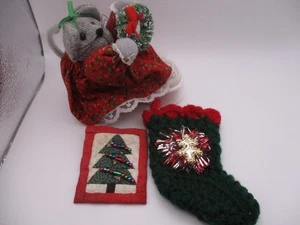 Adorno de Navidad Peluche Ratón Vestido Medias Pin Broche Lote CH2 - Imagen 1 de 13