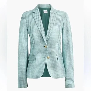 J. Crew NWT Herringbone School Boy Wool Blend Blazer Green Sz 22 - Picture 1 of 9