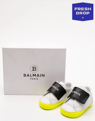 PVP €142 BALMAIN Zapatos de Bebé de Cuero Recién Nacido US2 EU17 UK1 3M Logo Hecho en Italia Foto 1 de 4