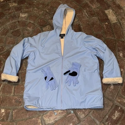 VTG Selene Sport PVC Shell Hooded Coat Sherpa Lined, Light Blue With Gloves 2X - Image 1 of 4