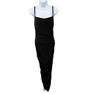 Forever Rose Couture Ruched Bodycon Dress Small Black Stretchy Prom Maxi Formal - Picture 1 of 12
