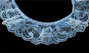 Pizzo arruffato bianco/argento largo 2 pollici prezzo per iarda - Foto 1 di 4