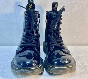 Dr Martens Patent Zip Leather Combat Boots Black - Size 12 #JY004 - Picture 1 of 11