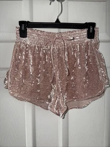 Kleine American Eagle Samt Shorts Kordelzug Schlaf Crushed Pink weich Lounge - Bild 1 von 3