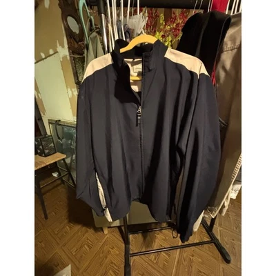 Chaqueta cortavientos Cutter & Buck azul marino beige cremallera completa para hombre XL Foto 1 de 4