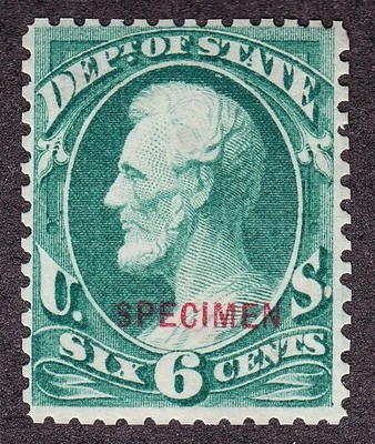 US O60S 6c Dept. of State Official Specimen Fine NGAI SCV $350 (004) - Image 1 of 2