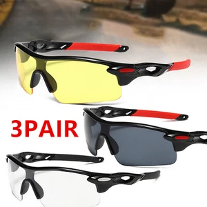 3 Motorcycle Sports Riding Glasses Padded Wind Resistant Photochromic Sunglasses - Picture 1 of 24