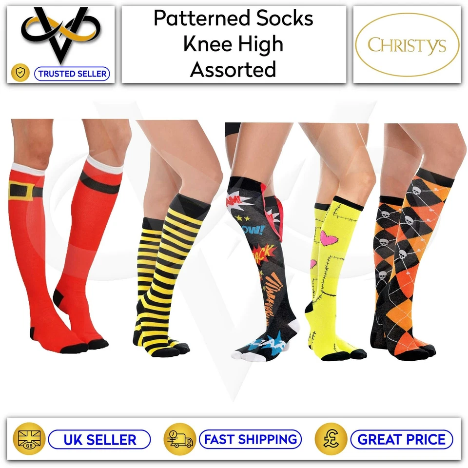 Knee High Patterned Socks Assorted Adult Women's Socks UK Size 6/8 - Image 1 of 1