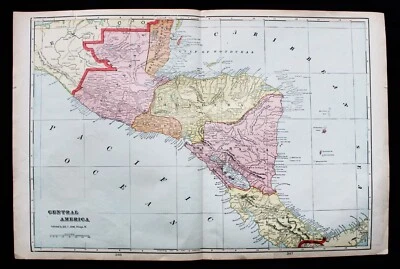 MAPA ATLAS MARTINIQUE CENTROAMÉRICA PLACA DE PÁGINA 1908 GEORGE F. CRAM VINTAGE Foto 1 de 4