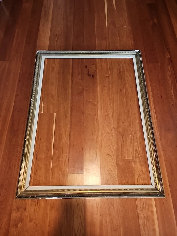 Large Antique Painting Frame Gold Fluted AMERICAN 36 X 48 Opening - Image 1 of 4