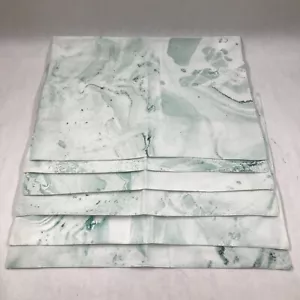 Crate & Barrel 6 Place Mats Marbled Aqua 14" x 19" Made In India 434-888 - Picture 1 of 8