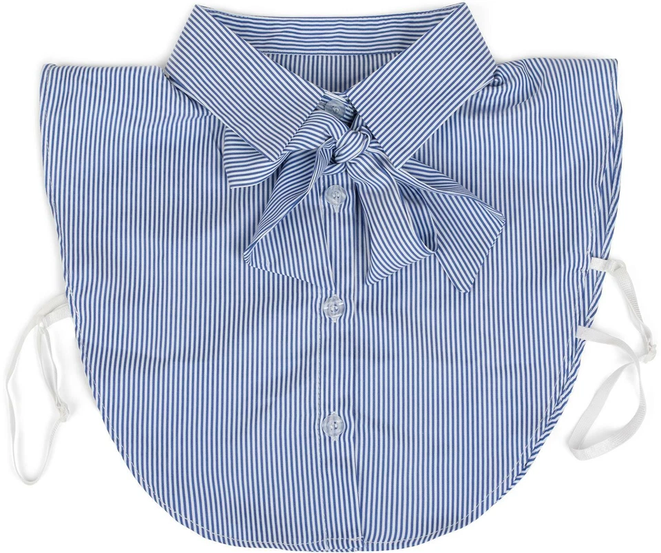 Finto colletto di camicia con abbottonatura e fiocco, colletto per camicie - Immagine 1 di 2