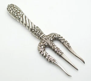 1890 Victorian Gorham Sterling Silver No 75 All Hollow Bread Toast Serving Fork - Picture 1 of 6