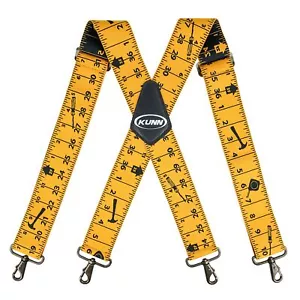 2Inch Tape Measure Mens Suspenders with Bronze Hooks for Belt Loop Heavy Duty... - Picture 1 of 9