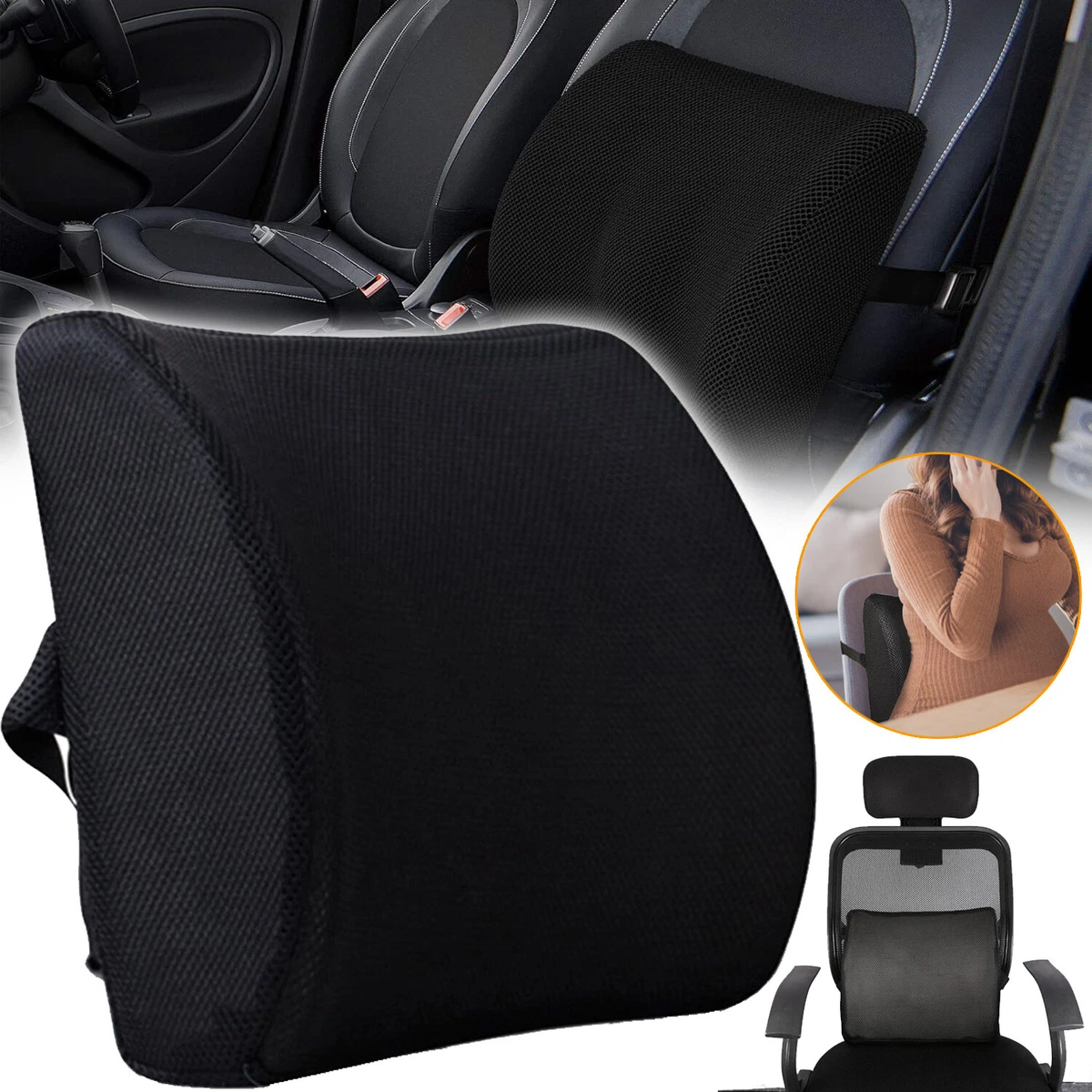 SNUGL Lendenstützkissen Aus Memory Foam – Für Bürostuhl & Auto, Dunkelgrau