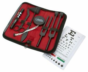 7pc Tactical Black Diagnostic Kit, Tuning Forks, Taylor Hammer, Bandage Scissors