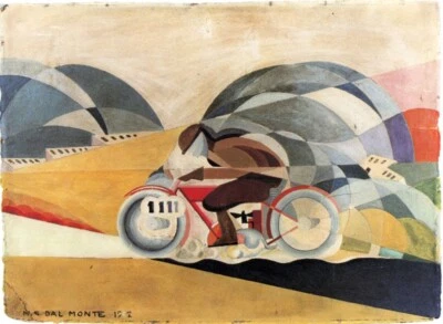 The Motorcyclist Art Print – Mario Guido Dal Monte Futurist Speed Study c1927 - Image 1 of 2