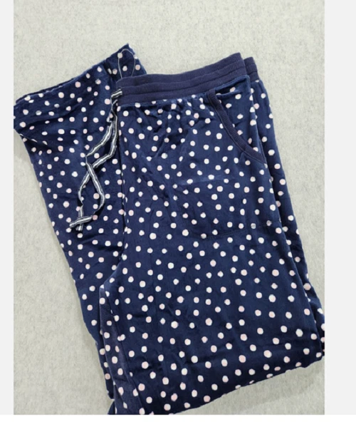 Nautica Women Silky Soft Stretch Fleece  Pajama PANTS (Blue Pink Dots M)USED - Image 1 of 1