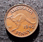 OLD 1 PENNY 1942 COIN OF AUSTRALIA KING GEORGE VI WORLD WAR II