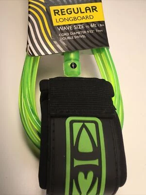 OCEAN EARTH Surfboard LONGBOARD ankle leash ocean & earth 9' foot Lime DOUBLE SWIVEL 9 foot