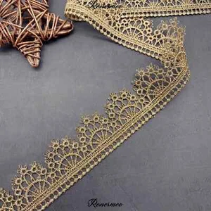 Gold Thread Lace Embroidery Lace trim 1 1/4-inch-wide price per yard - Picture 1 of 4