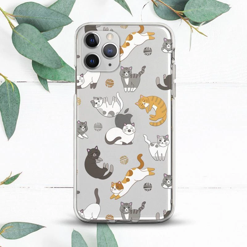 Cute Cats Animal Kitten Clear Case For iPhone 7 8 X SE 11 12 13 14 15 Pro Max XR - Image 1 of 1