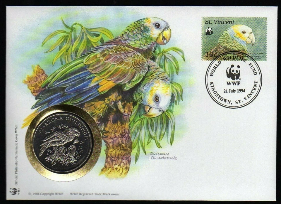 St. Vincent - "BIRDS ~ KING PARROT ~ WWF" Medal Cover / PNC 1994 ! - Image 1 of 4
