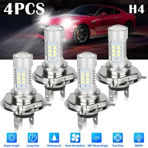4x H4 9003 HB2 Super White LED Headlight Bulb Conversion Kit High Low Beam 6000K - Picture 1 of 10