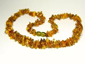 Collar con astillas ámbar báltico 18" marrón verde pulido piedra natural genuino 5408 - Imagen 1 de 7
