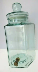 Vintage grün Glas Messing Ausgießer Wasserkühler Deckel Made in Italy - Bild 1 von 5
