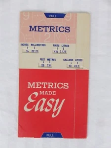 Vintage Metrics Made Easy Slide Rule Pull Card Lovejoy Tool Co. Advertisement - Picture 1 of 3