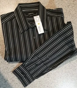 New Mens Claiborne Black Lineage Striped Gray's White Sz M 100% Cotton - Picture 1 of 3