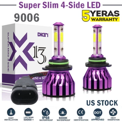 9006 HB4 4-side Chips LED Headlight Fog Light Bulbs Kit High or Low Beam 68000M - Image 1 of 4