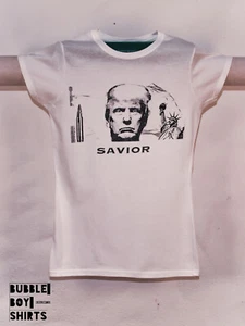 Ladies Damen T-shirt "Trump / Savior", white, M, selfmade design & screentprint, - Bild 1 von 2