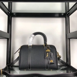 COACH Handbag Shoulder Bag Satchel 25 Black Leather Women's Authentic - Picture 1 of 9