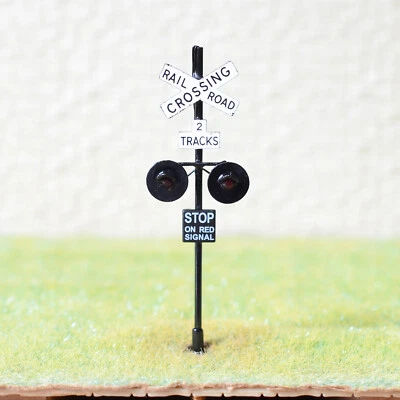 1 x OO Scale 2 tracks railroad crossing signal LED made 2 target faces black #X  - Image 1 of 4