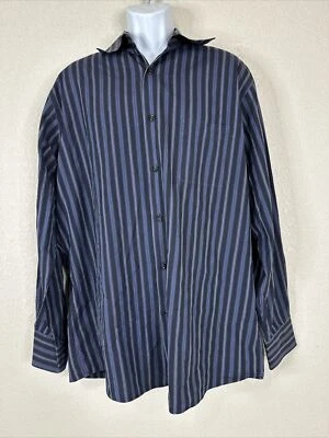 John W Nordstrom Men Size L Black Striped Tailored Fit Button Up Shirt Long Slee - Image 1 of 4
