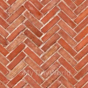 Pack of 5 Dolls House Miniature Old Herringbone Brick Pattern Cladding - Picture 1 of 1