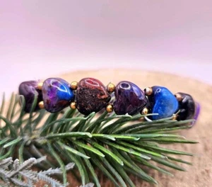 Rare Nature Mixed Colors Sugilite Heart Beads Bracelet - Picture 1 of 9