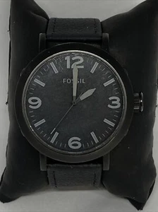 Fossil Clyde JR1364 Men's Black Leather Analog Dial Quartz Genuine Watch HO429 - Picture 1 of 12