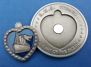 Colgante TITANIC Corazón del Océano Moneda Plata Rosa Desnuda Kate Winslet Inusual Retro - Imagen 1 de 12
