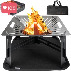 Collapsible Stainless Steel Outdoor Fire Pit with Grill for BBQ & Camping - Picture 1 of 12