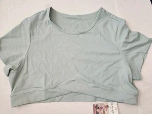 Halara Women's Cloudful Fabric Crossover Hem Cropped Sports Top Size 3XL  Lt Grn - Picture 1 of 5