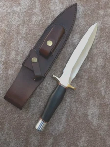 CUSTOM HANDMADE D2 STEEL HUNTING DAGGER BOWIE KNIFE WITH MICARTA HANDLE & SHEATH - Picture 1 of 6