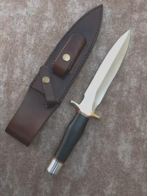 CUSTOM HANDMADE D2 STEEL HUNTING DAGGER BOWIE KNIFE WITH MICARTA HANDLE & SHEATH - Image 1 of 4