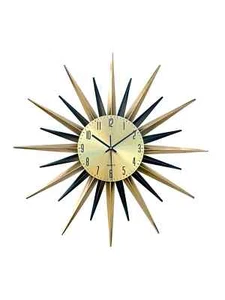 30"Black and Gold Atomic Clock Starburst Wall Clock George Nelson Style Handmade - Picture 1 of 9