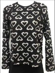 runningskirts.com Black & White Hearts Long Sleeve Performance Top - Size M - Picture 1 of 6