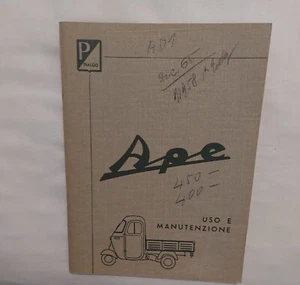 Libretto uso e manutenzione Ape AD1 450-400 1ª ed. dicembre 1965 originale - Foto 1 di 7